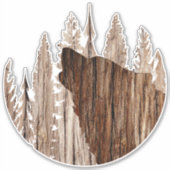Wolf in texturiertem Holz Aufkleber (Vorderseite)