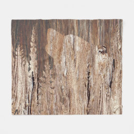 Wolf in texturiertem Holz Fleecedecke