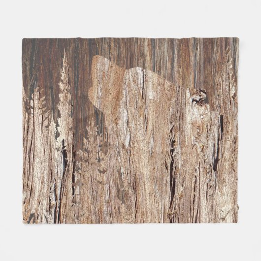 Wolf in texturiertem Holz Fleecedecke (Vorderseite (Horizontal))