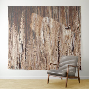 Wolf in texturiertem Holz Wandteppich