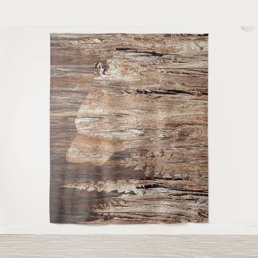 Wolf in texturiertem Holz Wandteppich (Vorderseite)