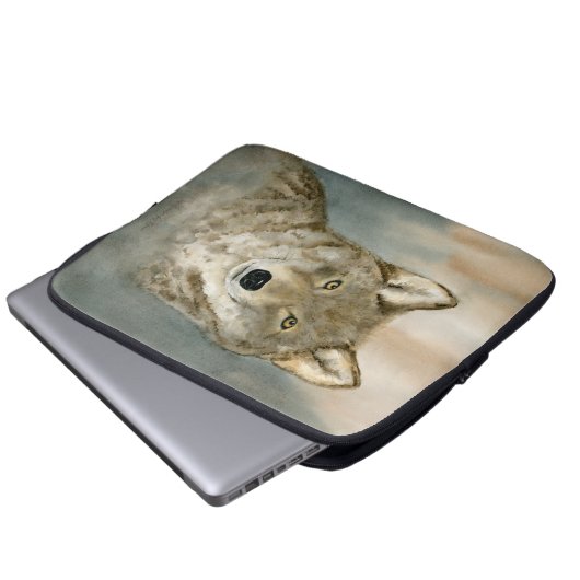 Wolf in the Mist Watercolor Laptopschutzhülle (Vorne Knopf)