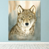 Wolf in the Mist Watercolor Leinwanddruck (Insitu (Holzboden))