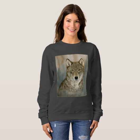 Wolf in the Mist Woatercolor Sweatshirt (Vorne ganz)