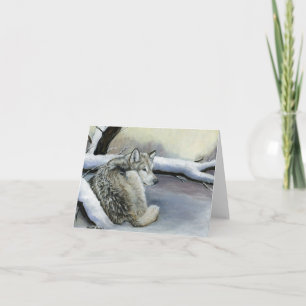Wolf in the Snow Art Note card Karte