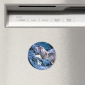 Wolf in the winter forest painting magnet (In Situ (Geschirrspüler))