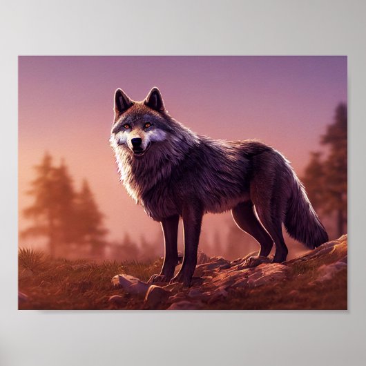 Wolf in Wilderness Decoupage Tissue Paper Poster (Vorne)