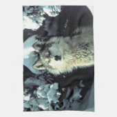 Wolf in Winter Forest Kunstwerk Geschirrtuch (Vertikal)