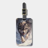 Wolf in winter gepäckanhänger (Vorderseite vertikal)