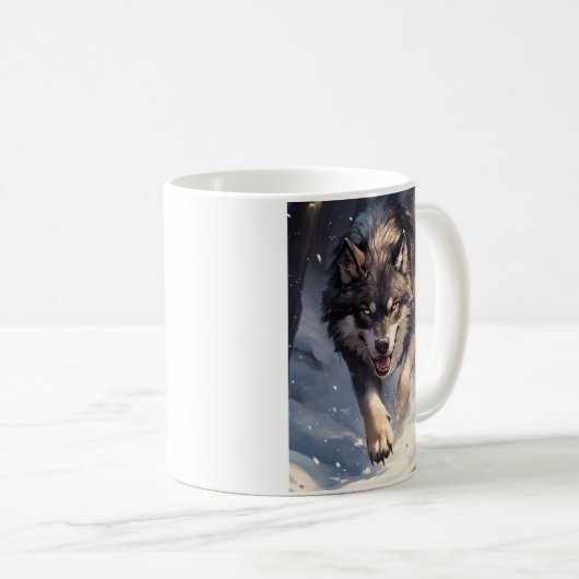 Wolf in winter kaffeetasse (VorderseiteRechts)