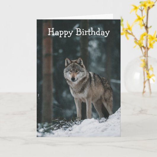 Wolf in Winter Karte (Gelbe Blume)