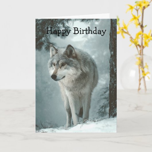 Wolf in Winter Karte (Gelbe Blume)