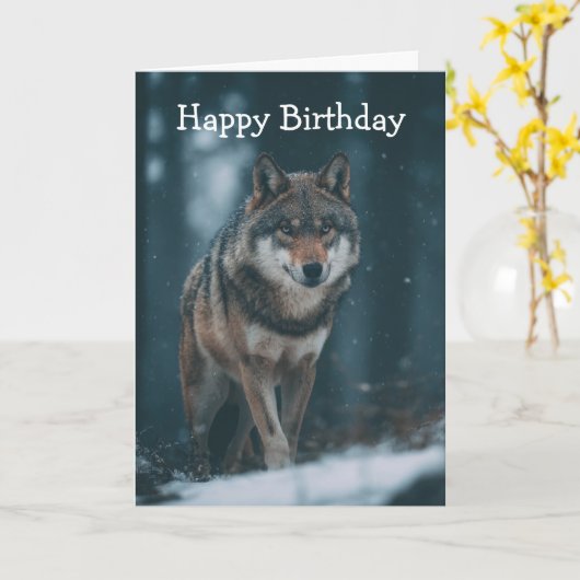 Wolf in Winter Karte (Gelbe Blume)