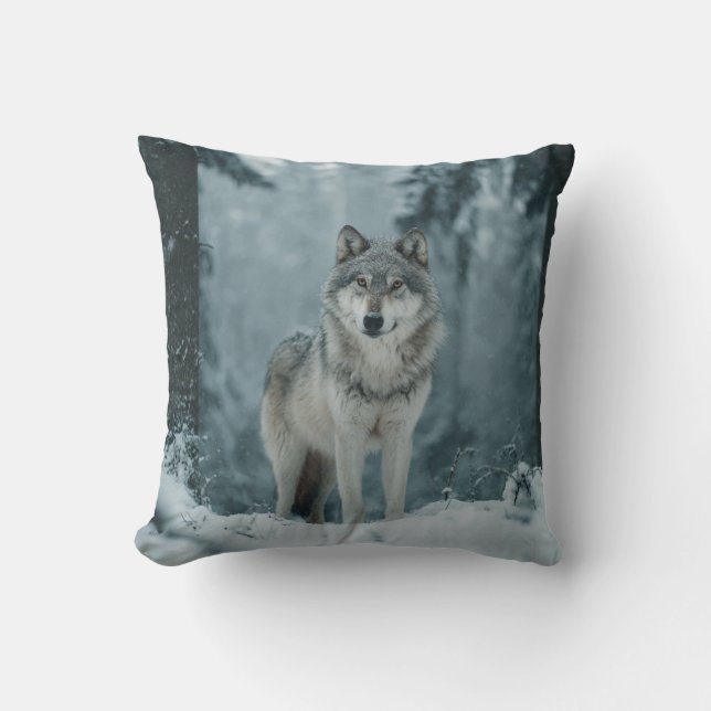 Wolf in Winter Kissen (Vorderseite)