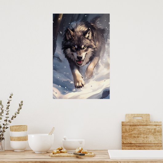 Wolf in winter poster (Küche)