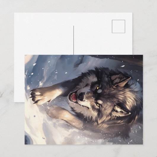 Wolf in winter postkarte (Vorne/Hinten)