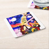 Wolf in winter rechteckiger pappuntersetzer (angewinkelt)