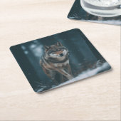 Wolf in Winter Rechteckiger Pappuntersetzer (angewinkelt)