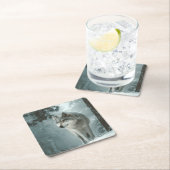 Wolf in Winter Rechteckiger Pappuntersetzer (Vor Ort)