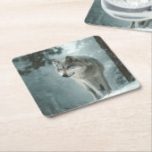 Wolf in Winter Rechteckiger Pappuntersetzer (angewinkelt)