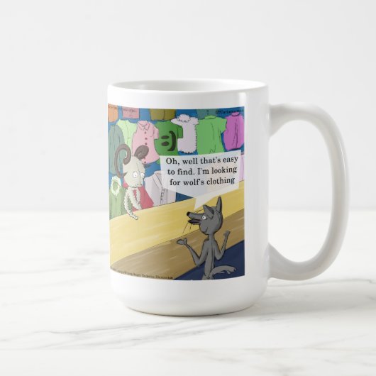 Wolf in Wolfs Kleiderwitz Kaffeetasse (Rechts)