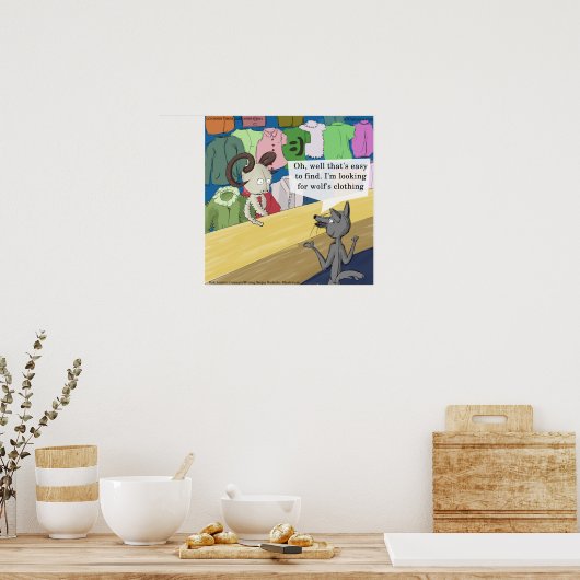 Wolf in Wolfs Kleidung Witziges Poster (Küche)