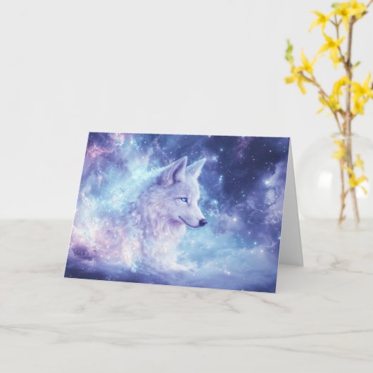 Wolf inmitten der Galaxie der Sterne Karte (Gelbe Blume)