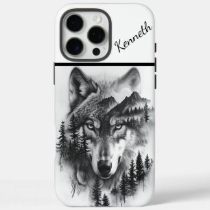 Wolf inmitten von Bergen und Wäldern iPhone 16 Pro Max Hülle
