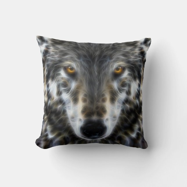 Wolf Inspirational Design Portrait Kissen (Vorderseite)