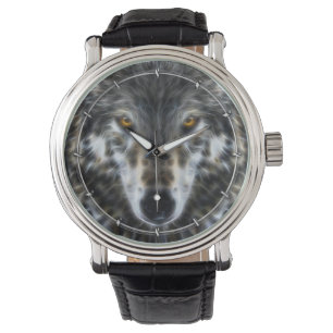 Wolf Inspirational Grafik-Portrait Armbanduhr