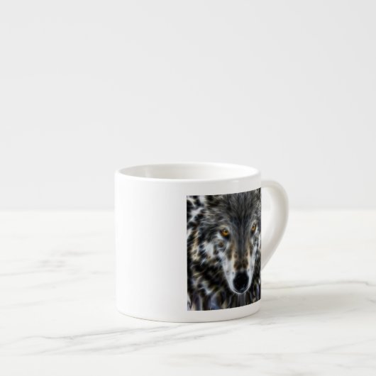 Wolf Inspirational Grafik-Portrait Espressotasse (Vorderseite Rechts)