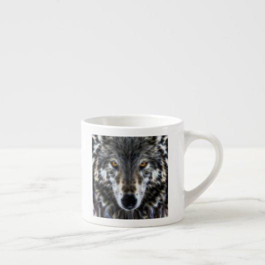 Wolf Inspirational Grafik-Portrait Espressotasse (Rechts)