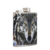 Wolf Inspirational Grafik-Portrait Flachmann (Rechts)