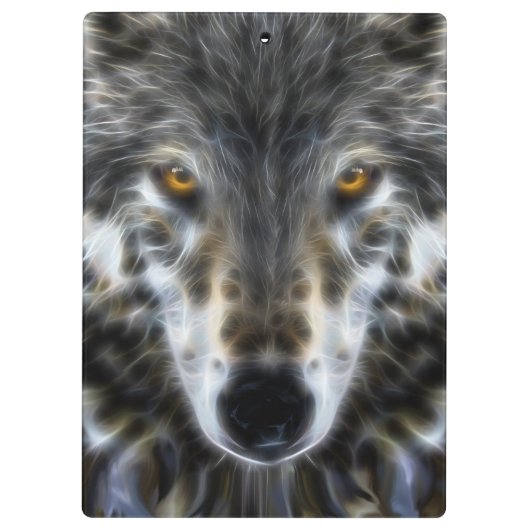 Wolf Inspirational Grafik-Portrait Klemmbrett (Rückseite)