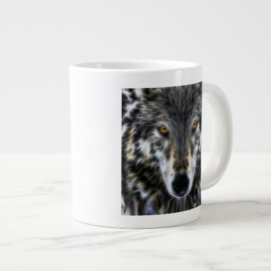 Wolf-inspirierend grafisches Porträt Jumbo-Tasse (Vorderseite Rechts)