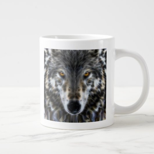 Wolf-inspirierend grafisches Porträt Jumbo-Tasse (Rechts)