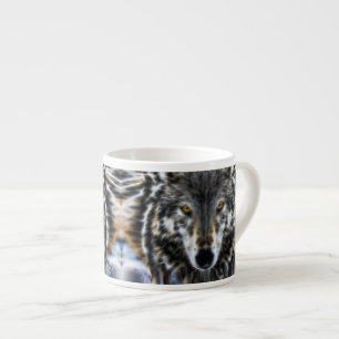 Wolf Inspirierendes Grafikporträt Espressotasse