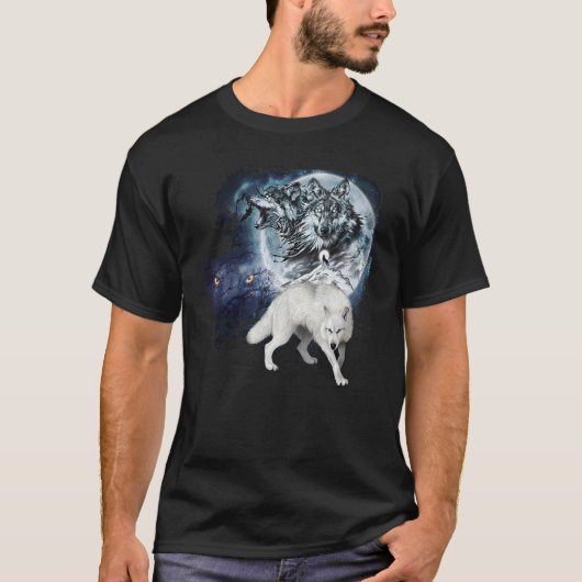Wolf Jagdgebiet Eiswald Natur T-Shirt (Vorderseite)