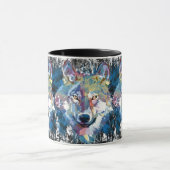 Wolf-Kaffeetasse - Retro Wolf Polygon Tasse (Zentrum)