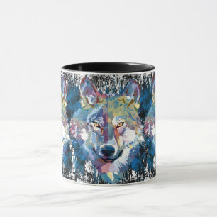 Wolf-Kaffeetasse - Retro Wolf Polygon Tasse
