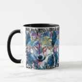 Wolf-Kaffeetasse - Retro Wolf Polygon Tasse (Links)