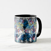 Wolf-Kaffeetasse - Retro Wolf Polygon Tasse (VorderseiteRechts)