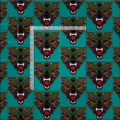 Wolf Kampf Flug Teal Blau Stoff (Kachel)