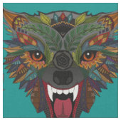 Wolf Kampf Flug Teal Blau Stoff (Nahaufnahme)