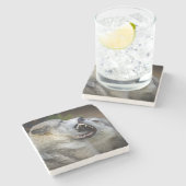 Wolf-Kampf Steinuntersetzer (Seitenansicht)