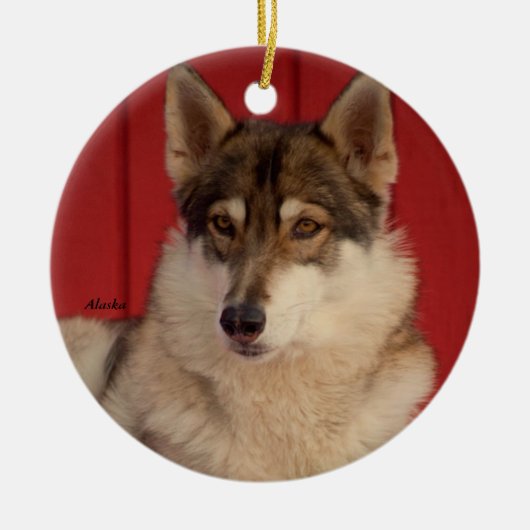 Wolf-Keramik-Baum-Verzierung Keramik Ornament (Vorne)