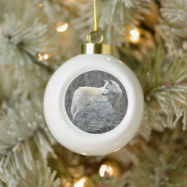 Wolf Keramik Kugel-Ornament