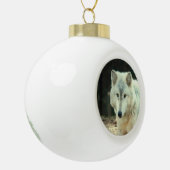 Wolf Keramik Kugel-Ornament (Links)