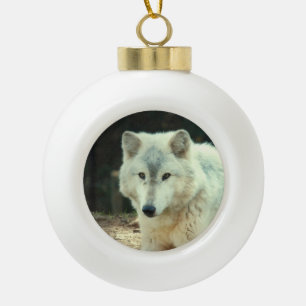 Wolf Keramik Kugel-Ornament