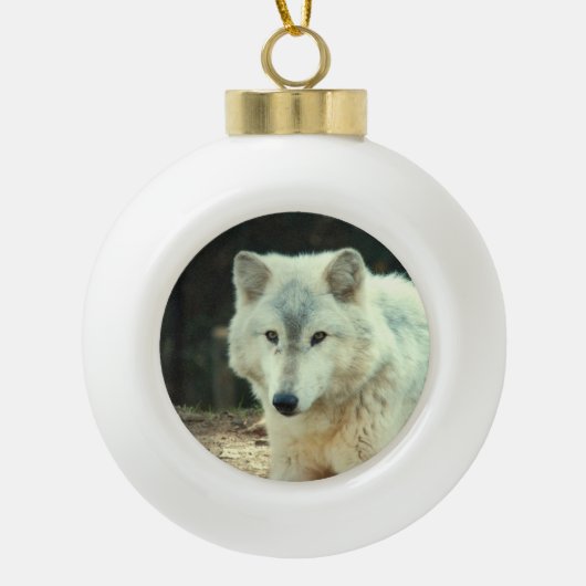 Wolf Keramik Kugel-Ornament (Vorderseite)